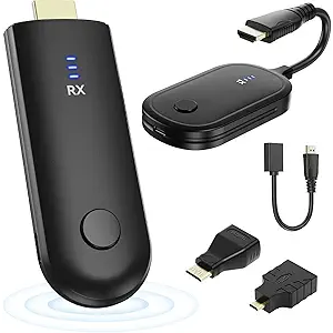Wireless HDMI Transmitter and Receiver 4K, 165ft/50M Extender 2.4G/5G Dual Band Adapter, 4K Decode Input 2160P Output, Plug & Play Portable Video Audio Streaming for Laptop PC TV Box Projector