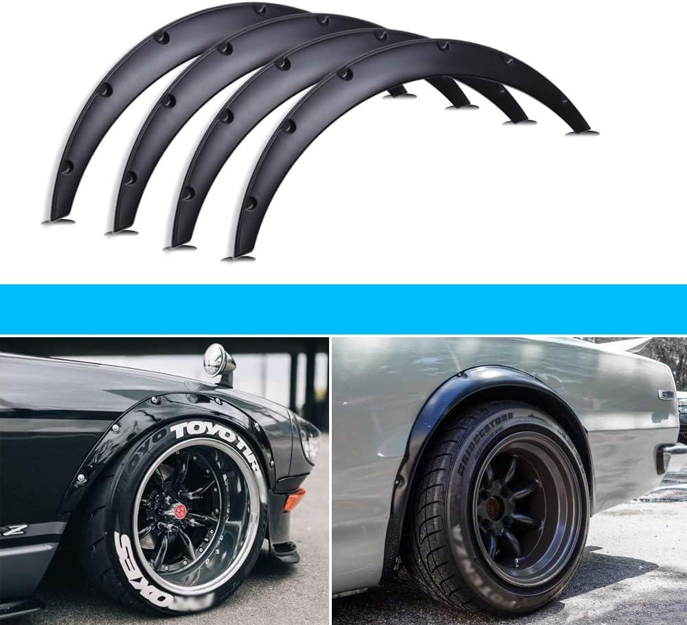 DREAMIZER 80cm Fender Flares Universal for Cars - Wide Body Kit 35mm Flexible Black Widebody Kit Off-road Durable Wheel Arch Protector for Car SUV