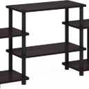 Furinno Turn-N-Tube No Tools Entertainment Center, Round, Square corner, Dark Walnut,11257DWN
