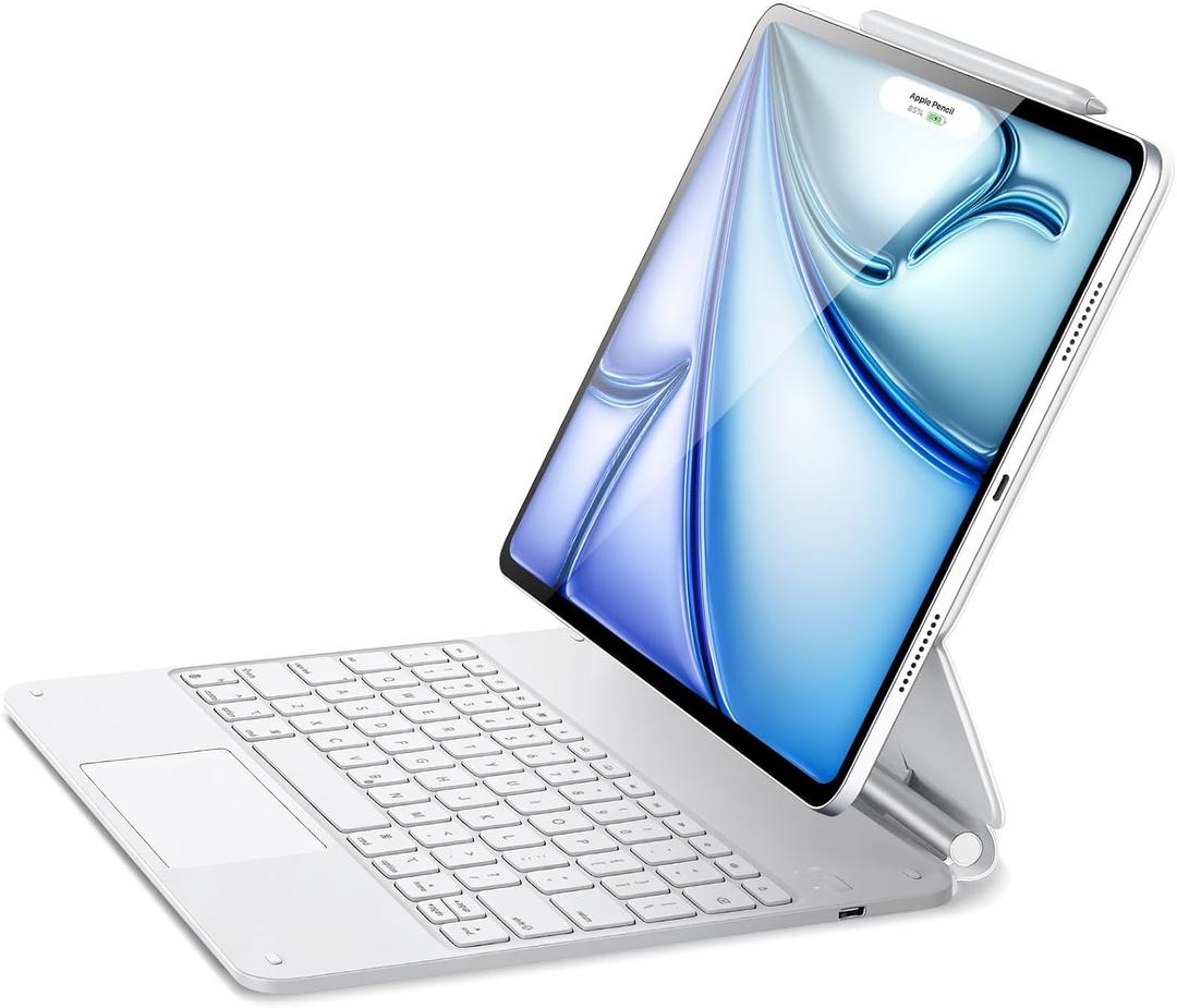 ESR for iPad Air 13 Inch Case Keyboard M4/M3/M2(2026/2025/2024) & iPad Pro 12.9 inch (6th/5th/5th/3rd) Magic Keyboard, Easy-Set Floating Cantilever Stand, Trackpad, Rebound Series, White