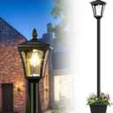 Derynome 72" Solar Outdoor Light with Planter,Waterproof Solar Post Lamp Ligts, Garden Lights for Backyard, Pathway, Patio,Lawn, Driveway Decor