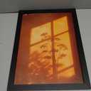 Framed Sunset Wall Art, Orange Window Shadow Poster Print, Minimalist Botanical Silhouette Picture Painting, Modern Aesthetic Picture Wall Decor for Bedroom Living Room 12x16 Inches