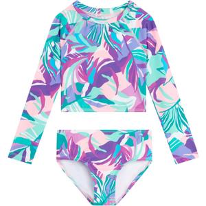 Kanu Surf Girls' Long Sleeve Rashguard UPF 50+ Two Piece Swim Set (2T, Riva Purple)