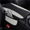 Patchwork Leather Center Console Covers for Cars,Upgraded Arm Rest Cover for Car with Side Storage Pocket for Car Seat Organizer,Middle Console Cover Stylish Car Decoration (Gray)