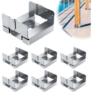 6pcs 6"x6" Post Base for Concrete,Heavy Duty Post Anchor Base Aluminum-zinc Plated with 1" Standoff for Deck Patio/Gazebo/Pergola