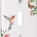Bird Floral Green Leaves Hummingbird Single Toggle Light Switch Plates Outlet Covers Decorative Electrical Wall Plate Receptacle Switchplate Decorate Plug Cover For Bathroom Kitchen 4.5 x 2.76 Inch