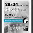 Americanflat 28x34 Poster Frame with Polished Plexiglass - Use as 24x30 Frame with Mat or Display 28x34 Photo Without Mat - Hudson Collection - Wide Picture Frames for Wall Display - Black