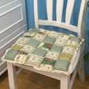 vctops Patchwork Chair Pad with Ties No Slip Lace Trim Chair Cushion Farmhouse Floral Print Kitchen Dining Seat Cushion (017 Green, 16"x16")