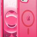 Magnetic for iPhone 16e Case, [Compatible with MagSafe] [Military Grade Drop Protection] Translucent Matte Shockproof Anti-Scratch Phone Case, Hot Pink
