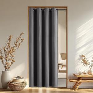Blackout Doorway Curtains 96 Inch Length, Closet Curtain for Open Closet, Light Grey Grommet Energy Saving Thermal Insulated for French Door Curtain(W40 x L96,1 Panel)