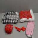 Xuhal Set of 5 Pcs Christmas Costume for Women Christmas Gingham Dresses Velvet Hooded Cape Tights Gloves Bow for Girl (Large)