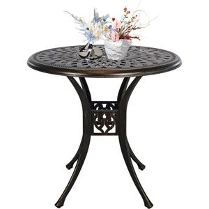 30.31" Outdoor Patio Dining Table, Cast Aluminum Patio Bistro Table, Round Patio Metal Table, Patio Furniture Set with 2.36" Umbrella Hole for Balcony Lawn Garden Backyard