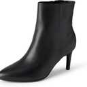 Amazon Essentials Women's Stiletto Heel Dress Ankle Boots (10, Black Faux Leather)