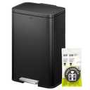 EKO Madison Matte Black Stainless Steel 13.2 Gal/50L Kitchen Step Trash Can or Recycling Bin, Removable Inner Liner, Soft Close Lid, Fingerprint Resistant Finish