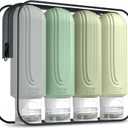 Travel Bottles for Toiletries, Large 6oz Oversize Containers, BPA Free Leak Proof Tubs Refillable Liquid Traveler Accessories with Toiletry Bag for Cometic Shampoo and Lotion Soap (4 Pack) (Mint-Grey-6oz)