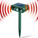 Waterproof Ultrasonic Animal Repellent Solar Infrared Cat Repeller Outdoor, 2 Pcs