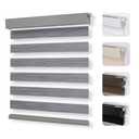Joydeco No Drill Zebra Blinds for Windows, Cordless Day & Night Dual Sheer Roller Shades, Easy Installation, Free-Stop Lift System, Light Filtering Privacy Blinds for Home(Grey,70" W x 75" H)