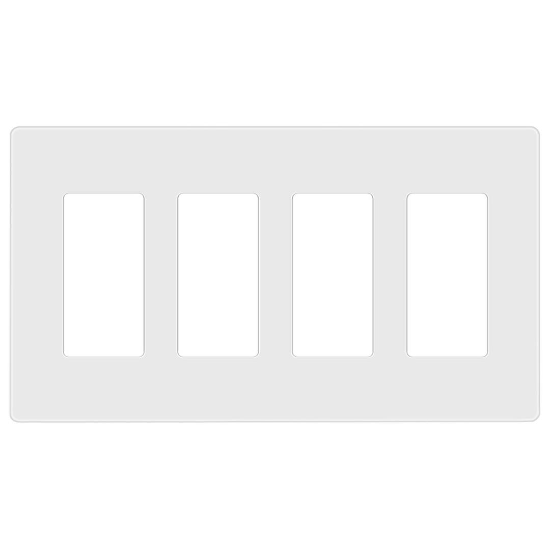 ENERLITES - SI8834-W-STICKER Screwless Decorator Wall Plates Child Safe Outlet Covers, Size 4-Gang 4.68" H x 8.30 L, Unbreakable Polycarbonate Thermoplastic, SI8834-W, Glossy, White