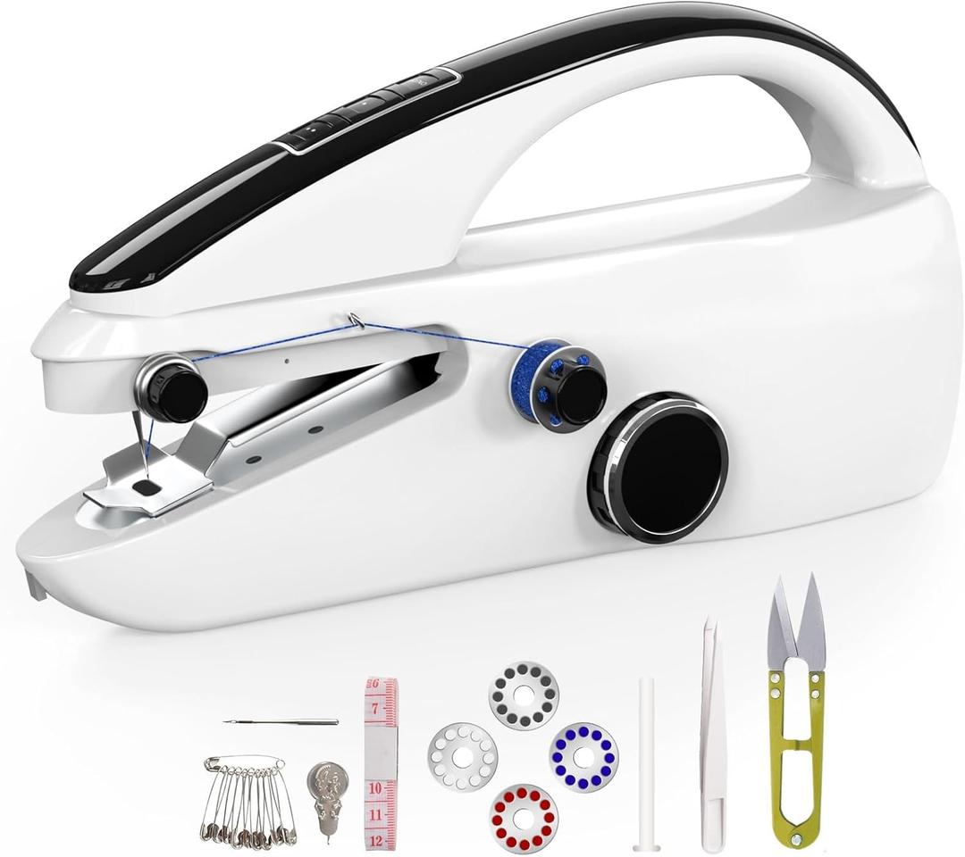 Handheld sewing machine,easy to use, electric sewing machinefast sewing speed, Easy sewing of clothes and fabricsWhite