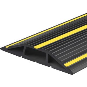 10Ft Cord Covers for Wires on Floor, 3-Channel Floor Cord Cover with Anti-Slip Base & Yellow Warning Strips, Extension Cord Covers for Floor, Ideal for Home, Office, Outdoor Use