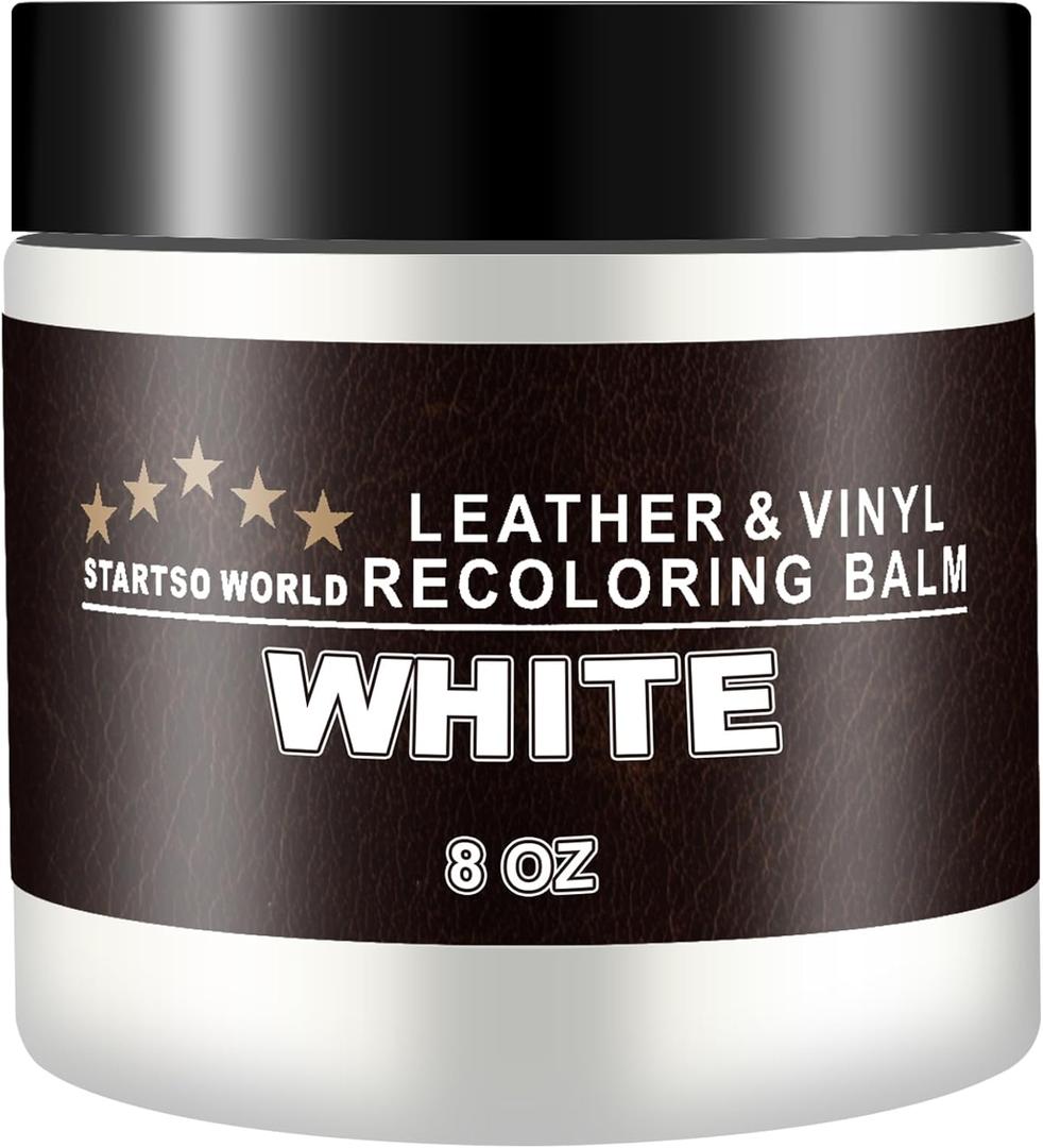 STARTSO WORLD Leather Recoloring Balm - Repair Kit for White Furniture and Car Seats | Scratch Remover, Restores Faded Leather