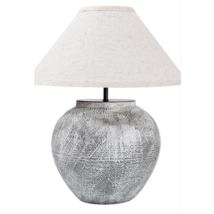 15.3" White Streak Ceramic Pot Table Lamp,Ceramic Decorative for Home Decor,Bedside Table,Bedroom, Living Room