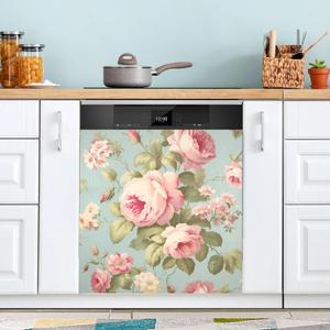JIPONI Dishwasher Magnetic Cover White Gold Marble Dishwasher Magnetic Kitchen Art Decor, Dishwasher Magnetic Sticker 23 W x 26 H Inch