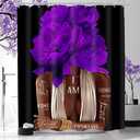 Purple Shower Curtain 60Wx72H African American Lady Woman Positive Bathroom | Peony Flower Black Girl Floral Inspirational Quote Afro Bath Curtain Set Waterproof Bathroom Accessories Decor 12 Hooks