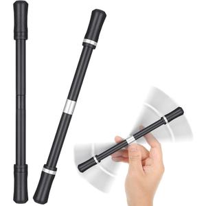 Outus 2 Pieces Spinning Pen Rolling Finger Anxiety Fidget Weighted Pens Cool Rotating Twirling Pencil for Adults Office Supplies, Silver and Black