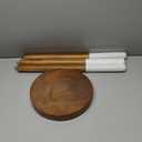 Teak 11.8" Round Dip Dyed Teak Stool | Wood Accent Side Table | Wood Plant Stand (24" Tall White)