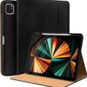 Leather Cases for IPad Pro 12.9 Case 6th/5th/4th/3rd Generation - Protective Multi-Angle Folio with Pencil Holder & Pocket - Auto Wake/Sleep, Premium PU Leather Cover - Black