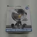 Misting Stroller Fan, 6000mAh Battery Operated Portable Fan with Light & 360 Pivoting, Personal Fans with Flexible Tripod for Baby, Office, Travel,Treadmill,Outdoors (Black)