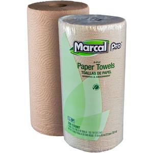 Marcal Paper Towels, Recycled Kraft Kitchen Paper Towels, 2-Ply, 250 Sheets Per Roll, 12 Rolls, Chemical Free (250HCK)