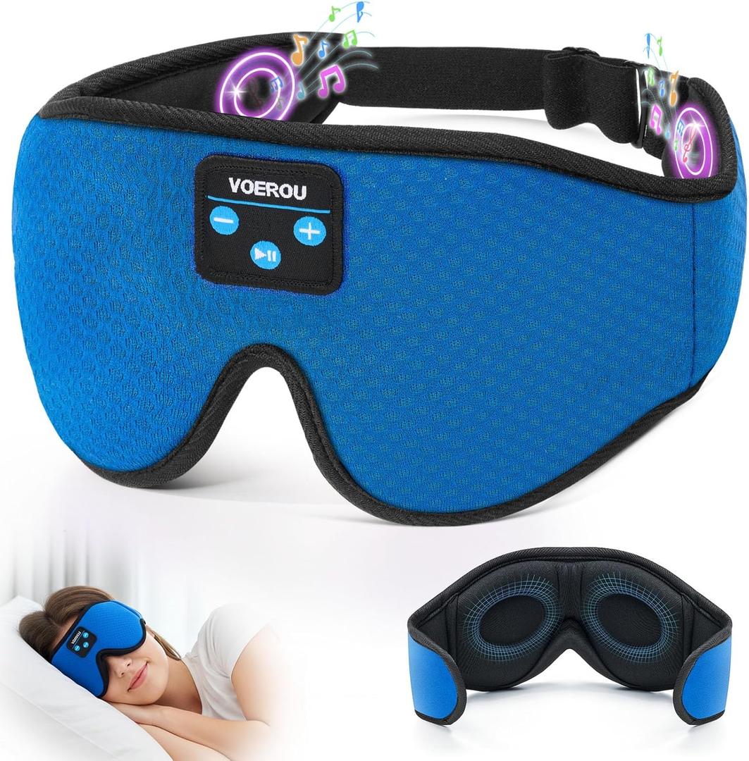 Voerou Sleep Mask Bluetooth 5.4 Headphones, Eye Masks for Sleeping with Ultra-Thin Stereo Speakers, Sleeping Mask Wireless Earbuds for Men Women Sleep, Cool Tech Gadgets for Teen Boys