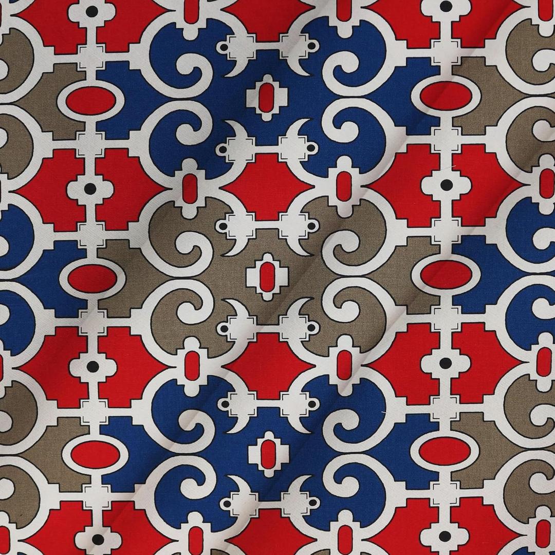 Majestic Giftware 100% Cotton Twill Fabric 7 Yard (CFH26-65X252) | Red/Blue Color 65 Inches Wide Soft Cotton Fabric by The Yard for DIY Craft, Upholstery, Sewing | Washable & Easy to Clean (65X252) (H26-red/Blue)