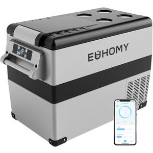EUHOMY 12 Volt Refrigerator, 48QT(45L) Electric Cooler, 12V Fridge APP Control, 12V Cooler -4~68, Portable Freezer 12/24V DC 110-240V AC for Camping, Travel, Truck, Home