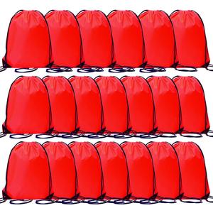 CODOBON 20 Pcs Drawstring Bags, Bulk Draw String Backpack, Cinch Polyester Bag for Gym Sport, Red