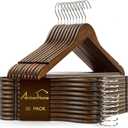Amber Home 30 Pack Walnut Wooden Coat Hangers, Vintage Wood Suit Hangers with Non-Slip Pant Bar, Clothes Hangers for Closet Organization, Shirts, Jackets, Dresses, and Pants (Retro, 30)
