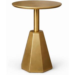Round Wood Side Table, Coffee Nightstand Cocktail Drink Modern Accent Circle End Table, Wood Pedestal Base for Living Room, Bedroom, Small Spaces, Offices, Gold, 21.6" H x 15.7" L x 15.7" W