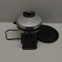 Cuisinart Round Flip Belgian Waffle Maker, Black/Silver, 1 inch thick, WAF-F30NAS