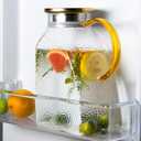 Glass Pitcher With Lid and Spout, 1.8 Liter 60 oz Glass Pitchers With Handle And Lid, Jug Water Pitchers For Fridge, Carafe Jar for Hot/Cold Water Iced Tea Juice Coffee Milk Beverage