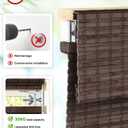 LazBlinds No Drill Cordless Bamboo Roman Shades, 30" W x 64" H, Espresso