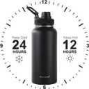 Navigate 32 oz Insulated Stainless Steel Sports Water Bottle with Spout & Handle Lids,Wide Mouth Water Jug with Double Walled Leak Proof Keep Cold for 24 Hrs Hot for 12 Hrs,Black