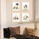 2 x PUHEI Construction Truck Boys Room Wall Art Prints Set of 4, Construction Wall Posters Decor for Toddler Boy Room Nursery Playroom, Digger Little Boy Room Poster Prints (8 x 10 Inches Unframed)