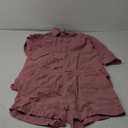 ELESOL Womens Summer 2 Piece Outfits Button Down Line Set 3/4 sleeve Tracksuit Drawstring Casual Dark Pink Shorts Set L 