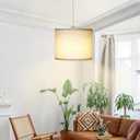 LALISU Plug in Pendant Light, Hanging Light with Plug in Cord 15Ft, On/Off Switch Pendant Lighting with Linen Shade, Hanging Lamp Fixture for Living Room, Bedroom, Kitchen, Dining Room (Beige)