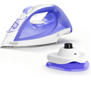 Cordless Iron for Clothes, 1550W 2-In-1 Cordless/Corded Steam Iron Rapid Heating, Ceramic Soleplate, 3-Way Auto-Off, Self-Cleaning, 12.85oz Water Tank Ironing Clothes for Home, Purple