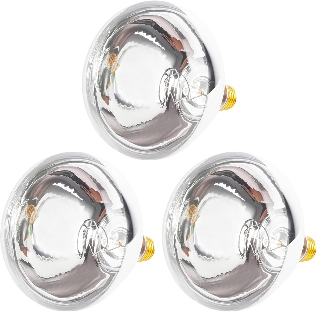 3 Pack Heat Lamp Bulb Replacements for Food Heat Lamp, 250W Heat Lamp Light Bulbs Infrared Heat Bulb, 120v Heating Lightbulbs with E26 Base (3)