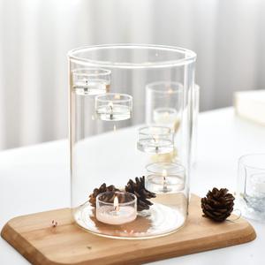 Glass Hurricane Candle Holder for Tea Light, Clear Cylinder Pillar Candle Holder for Table Centerpiece Decorations, Hurricane Glass Candle Holders for Dining Room Wedding Parties Home Decorations (Size.02)
