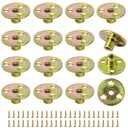 1/4"-20 Brad Hole T-Nut with Screws, Zinc Plated Carbon Steel 3-Hole T-Nuts, Insert Female Thread Mounting Fastener for Wood Furniture and DIY Project